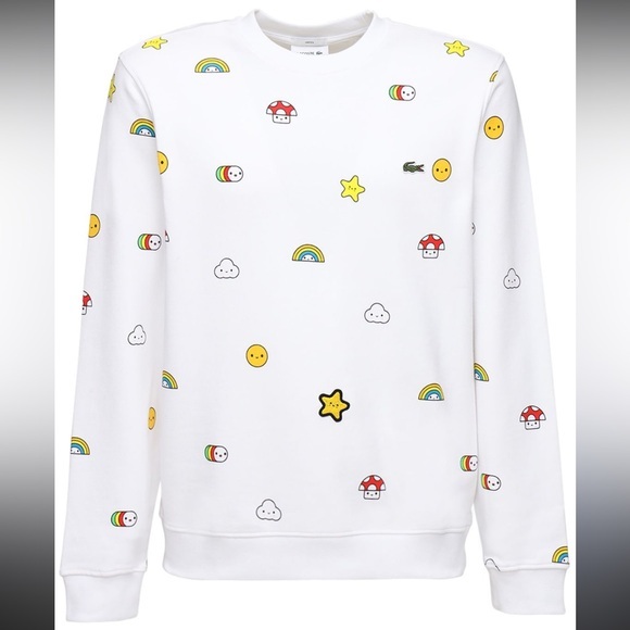 Lacoste White Crewneck Sweatshirt x friends with you star print XL unisex